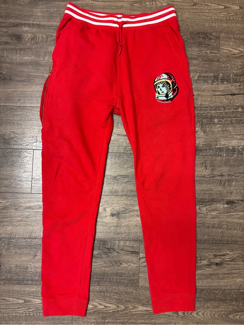 Billionaire Boys Club Red Drawstring Joggers XL Astronaut Pockets and Zip BBC
